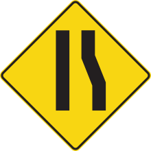 Roadway Narrows signs 