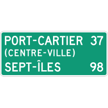 Destination Distance sign with the “CENTRE-VILLE” inscription