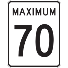 Limite de vitesse 70 km/h