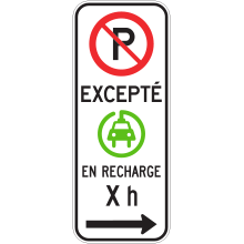 Espace de stationnement réservé aux véhicules électriques en recharge