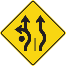 Signal avancé de direction des voies (carrefour giratoire à voies multiples)