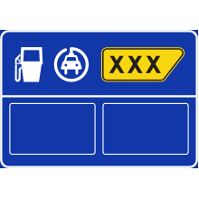 Signalisation des services de carburant et de borne de recharge rapide sur autoroute