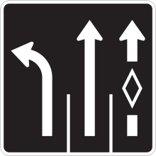 Lane Direction Control sign (with the voided lozenge indicating a reserved lane)
