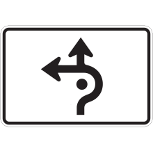 Panonceau de direction tout droit ou à gauche (carrefour giratoire)